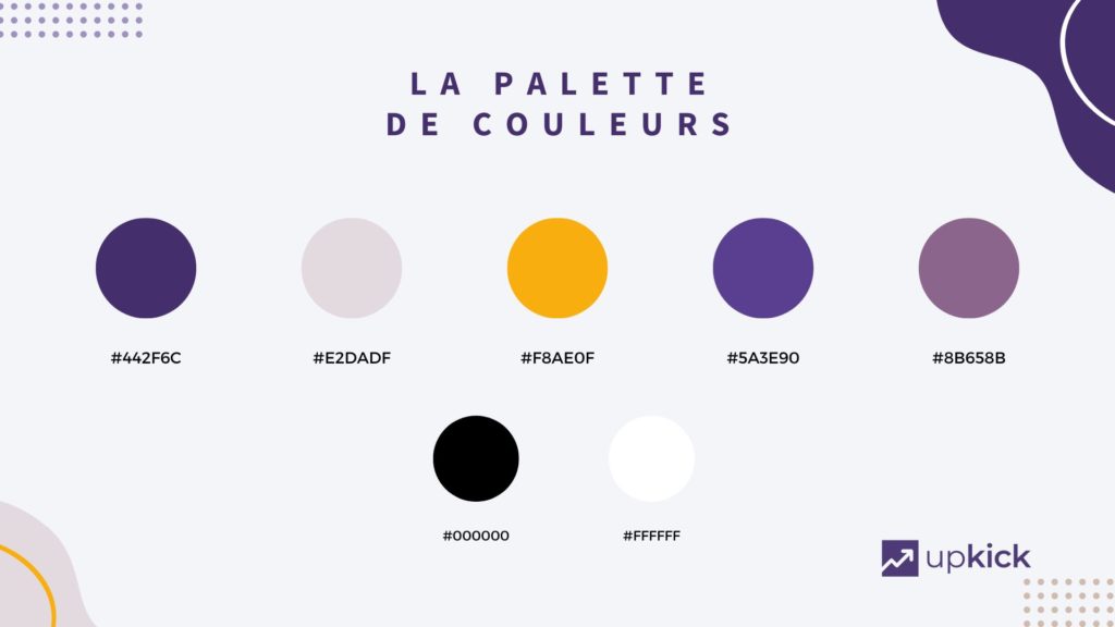 Image d’une palette de couleurs utilisée par upkick.fr